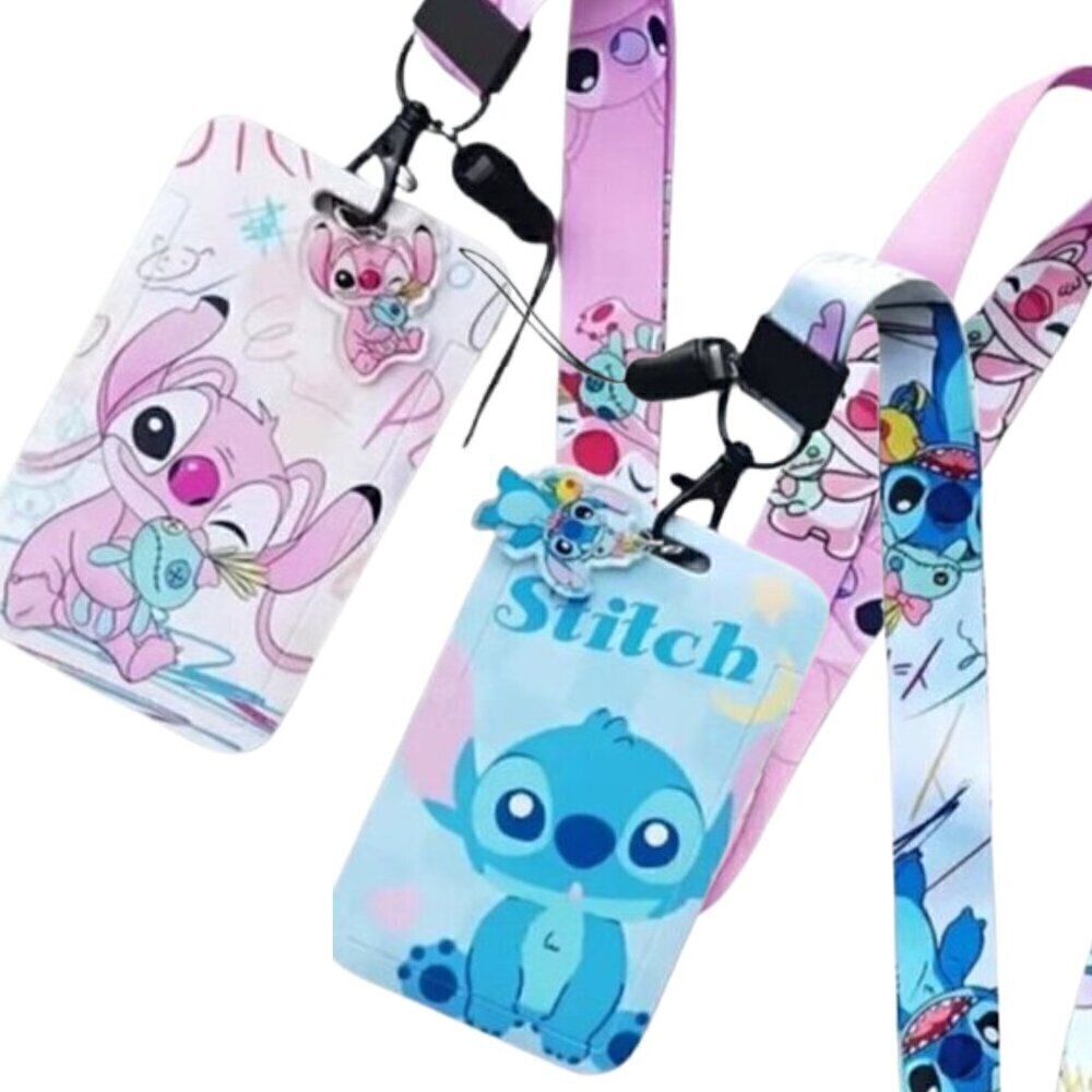 🆕 NWT 🌺 Lot of 2 Disney Lilo & Stitch Lanyards – Stitch & Angel with ID Badge